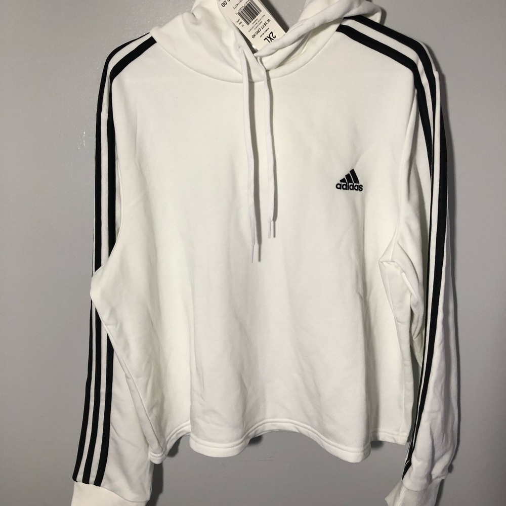 NWT** Women’s White Adidas sweatshirt with hood